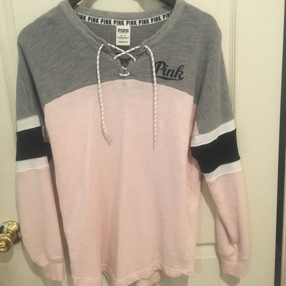 PINK Victoria's Secret Tops - PINK Colorblock Lace Up Cotton Jersey